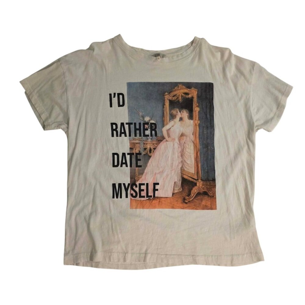 I'd Rather Date Myself T-Shirt Vanity Auguste Toulmouche Art‎ Print Womens Large